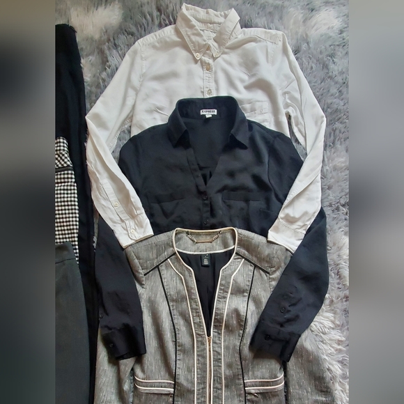 Lot X 6 Office Work Bundle Blazer Jacket Pants Button Up Shirt Blouses Tailored - Picture 10 of 13